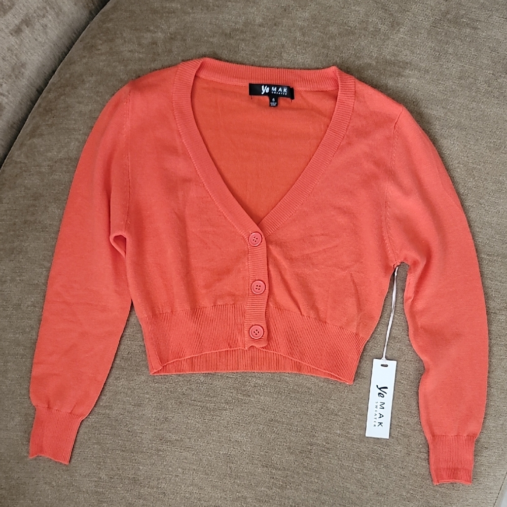 Mak Orange Cartigan Sweater